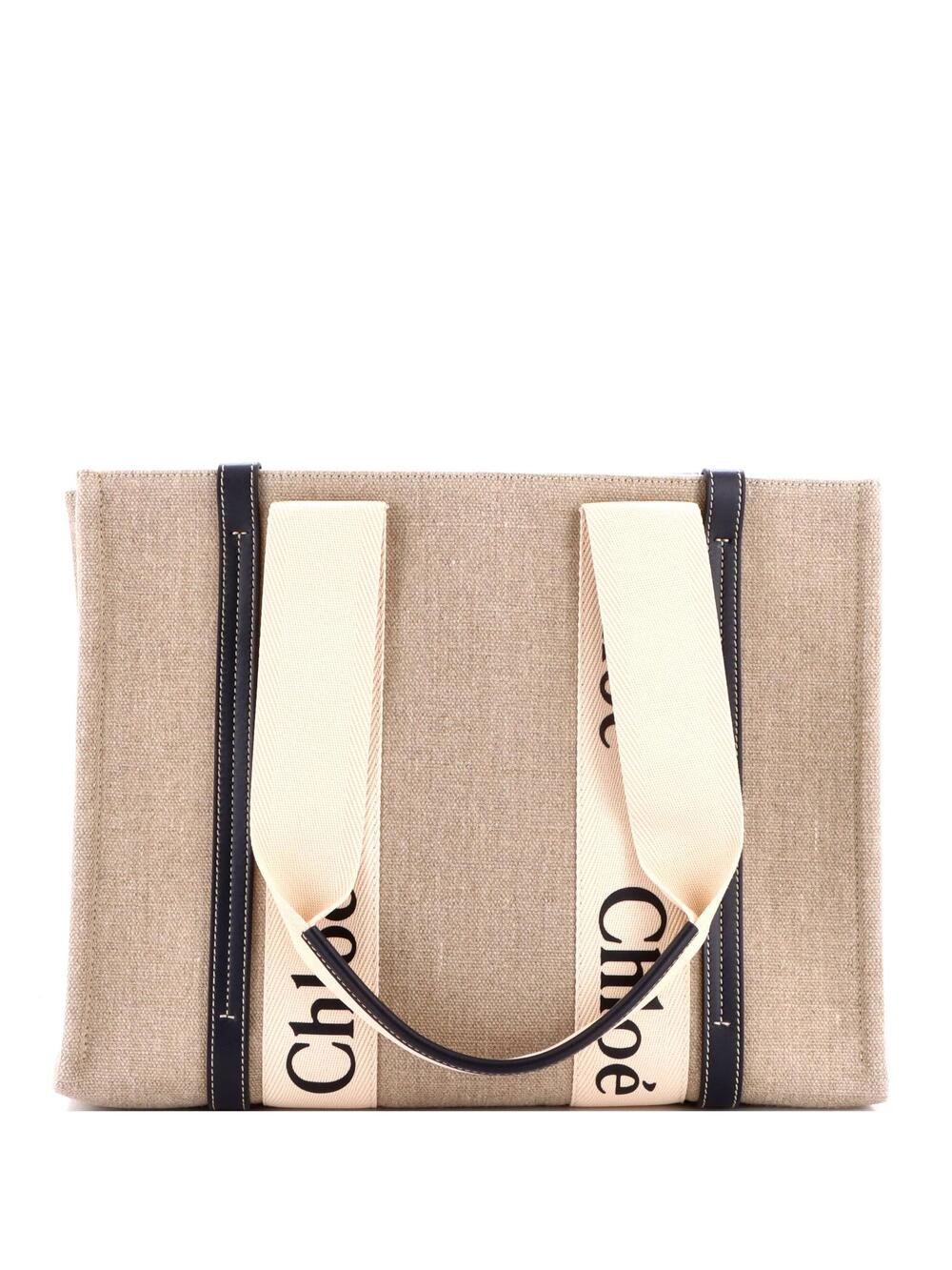 Chloe Woody Tote Canvas With Leather #377048C12B